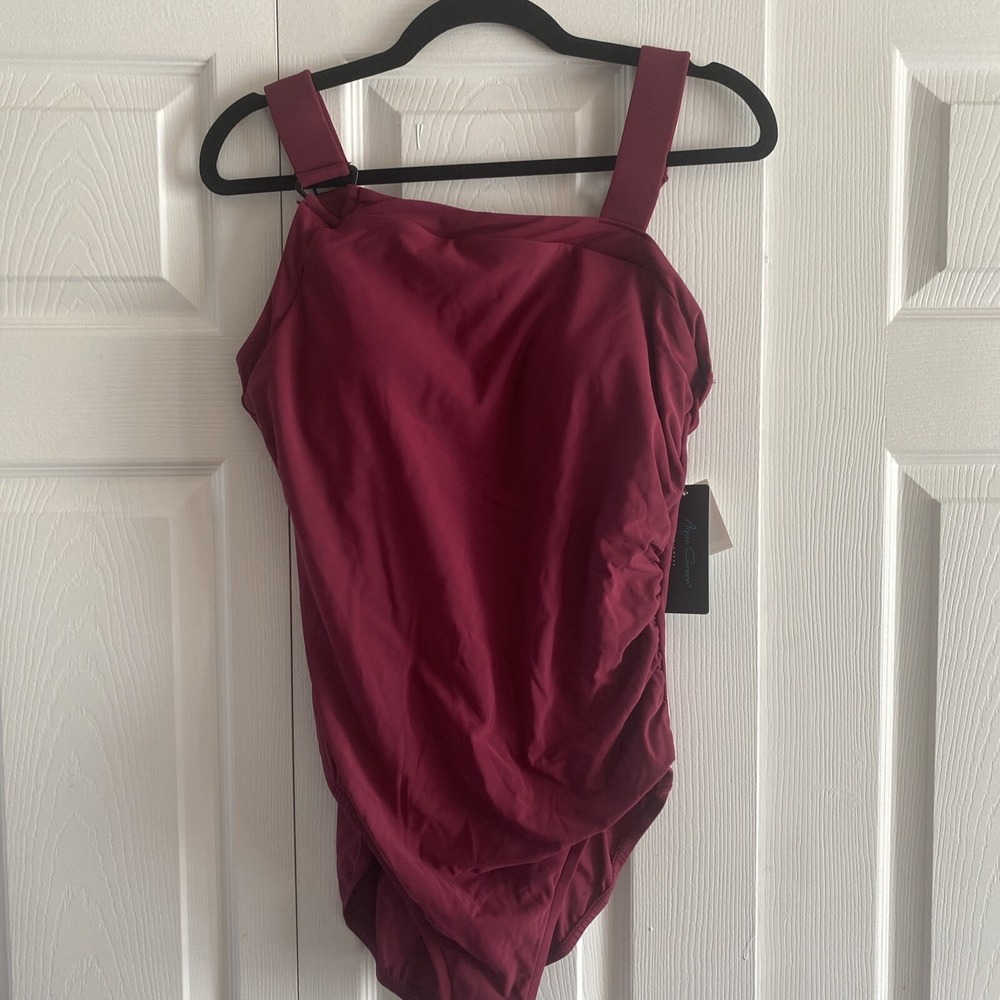 Aqua Green Ruched One Piece Swimsuit Womens Size S Burgundy Red New